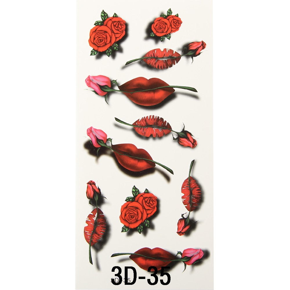 36 feuilles de tatouages temporaires imperméables en 3D pour femmes.