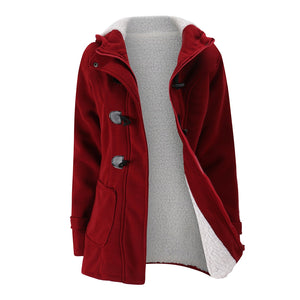 Manteau d'hiver à capuche et doublure pour femmes. Grandes tailles et plusieurs coloris disponibles.