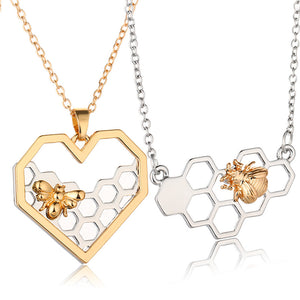 X&P  - Collier tendance pour femme en forme de coeur avec nid d'abeille.